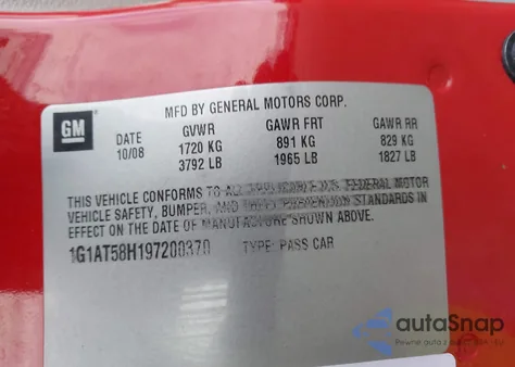 2009 Chevrolet Cobalt Ls z USA, uszkodzony, nr VIN 1G1AS58H197211274